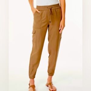 Thread & Supply Light Brown Tencel Cargo Drawstring Waistband Lightweight Pants